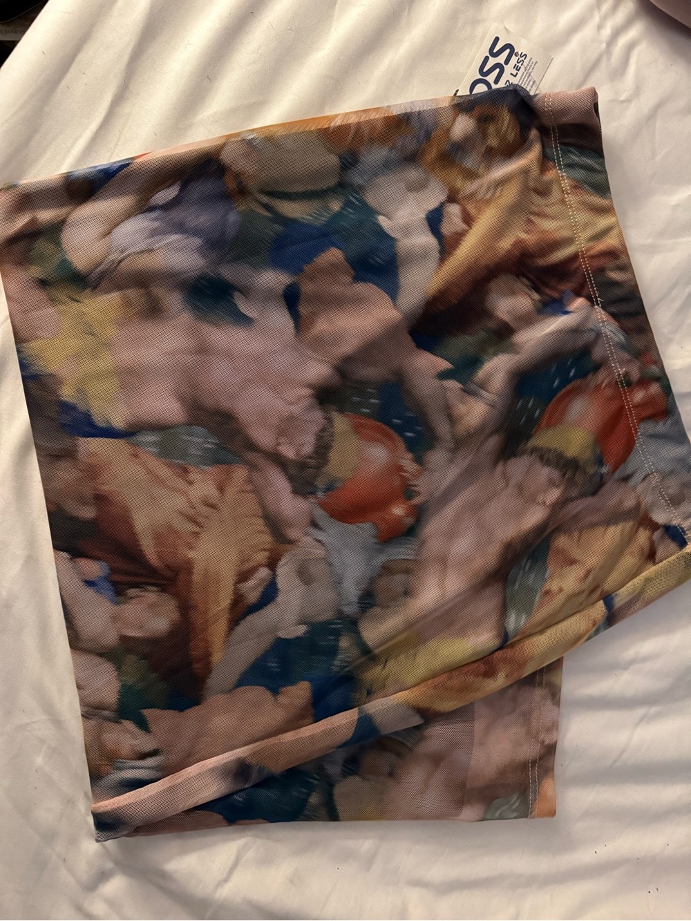 Persaya Multicolor Abstract Midi Skirt in Blue, Pink & Brown Tones